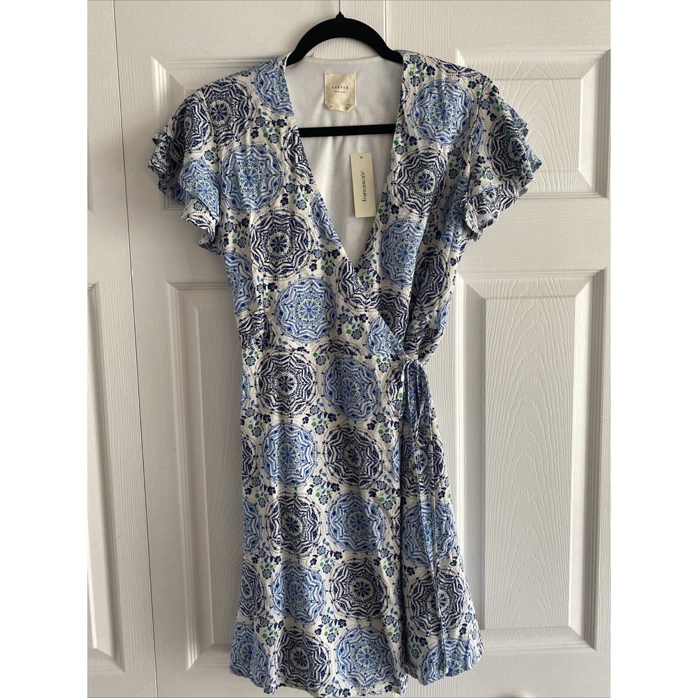 Harper‎ Heritage Francesca's Wrap Dress Womens Size M Blue Medallion Floral Boho